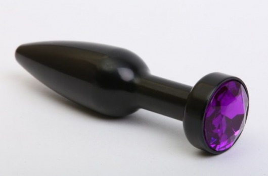 Чёрная удлинённая пробка с фиолетовым кристаллом - 11,2 см. - 4sexdreaM - купить с доставкой в Екатеринбурге