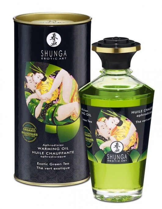 Массажное интимное масло с ароматом зелёного чая - 100 мл. - Shunga - купить с доставкой в Екатеринбурге