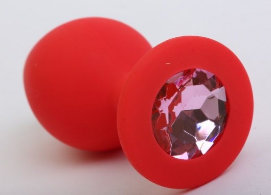 Красная силиконовая пробка с розовым стразом - 8,2 см. - 4sexdreaM - купить с доставкой в Екатеринбурге