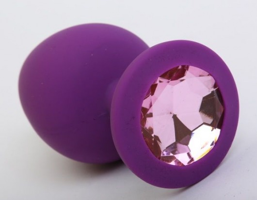 Фиолетовая силиконовая пробка с розовым стразом - 9,5 см. - 4sexdreaM - купить с доставкой в Екатеринбурге