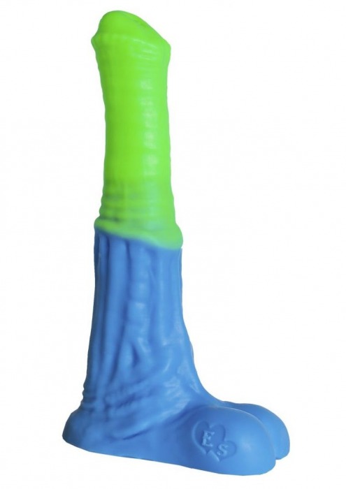 Зелёно-голубой фаллоимитатор  Пегас Medium  - 24 см. - Erasexa - купить с доставкой в Екатеринбурге