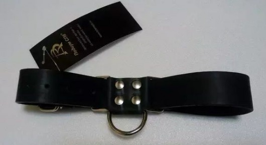 Чёрные широкие ременные наручники с полукольцом - Подиум - купить с доставкой в Екатеринбурге