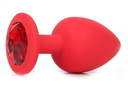 Красная силиконовая пробка с красным кристаллом размера M - 8 см. - Vandersex - купить с доставкой в Екатеринбурге