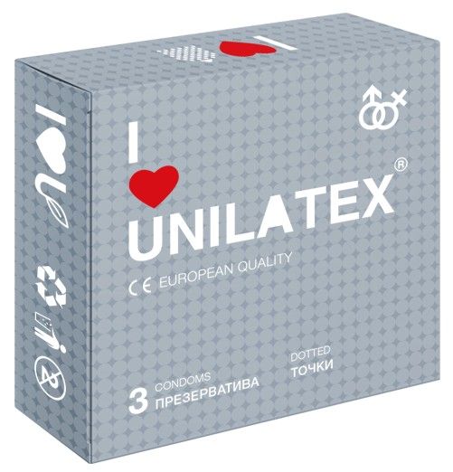Презервативы с точками Unilatex Dotted - 3 шт. - Unilatex - купить с доставкой в Екатеринбурге