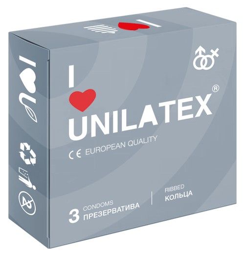 Презервативы с рёбрами Unilatex Ribbed - 3 шт. - Unilatex - купить с доставкой в Екатеринбурге