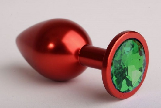 Красная анальная пробка с зелёным стразом - 7,6 см. - 4sexdreaM - купить с доставкой в Екатеринбурге
