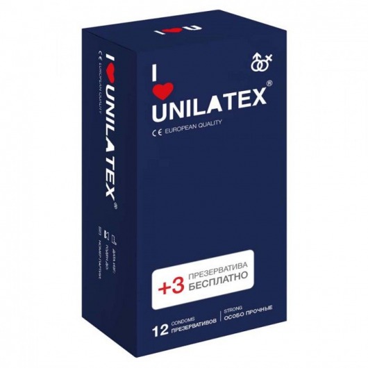 Ультрапрочные презервативы Unilatex Extra Strong - 12 шт. + 3 шт. в подарок - Unilatex - купить с доставкой в Екатеринбурге