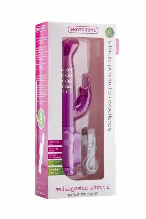 Фиолетовый перезаряжаемый вибратор Rechargeable Rabbit - 22 см. - Shots Media BV