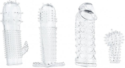 Набор из 4 насадок на член Pleasured Penis Enhancement Sleeve 4 Pack - XR Brands - в Екатеринбурге купить с доставкой