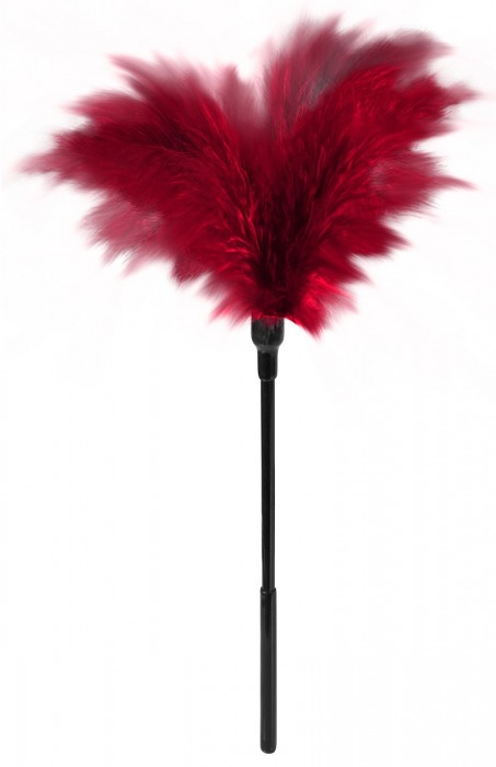 Пластиковая метелочка с красными пёрышками Small Feather Tickler - 32 см. - Blush Novelties - купить с доставкой в Екатеринбурге