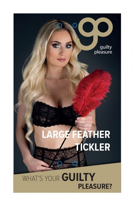 Стек с большим красным пером Large Feather Tickler - 65 см. - Blush Novelties - купить с доставкой в Екатеринбурге