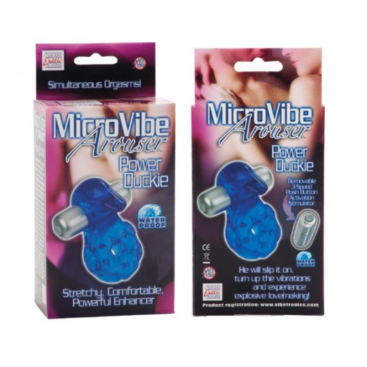 Синее эрекционное кольцо с утенком Micro Vibe Arouser Power Duckie - California Exotic Novelties - в Екатеринбурге купить с доставкой
