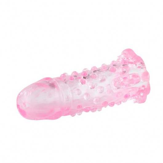 Розовая насадка на пенис с пупырышками и усиками - 13 см. - Baile - в Екатеринбурге купить с доставкой