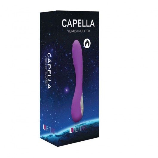 Фиолетовый вибромассажер с нагревом Capella - 19 см. - RestArt