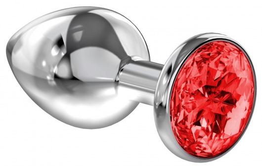 Большая серебристая анальная пробка Diamond Red Sparkle Large с красным кристаллом - 8 см. - Lola Games - купить с доставкой в Екатеринбурге