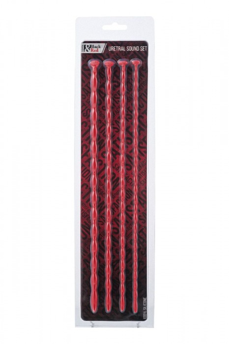 Набор из 4 красных уретральных зондов TOYFA Black Red различного диаметра - ToyFa - купить с доставкой в Екатеринбурге