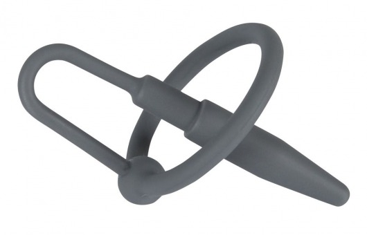 Серый уретральный плаг с силиконовым кольцом под головку Penis Plug - Orion - купить с доставкой в Екатеринбурге