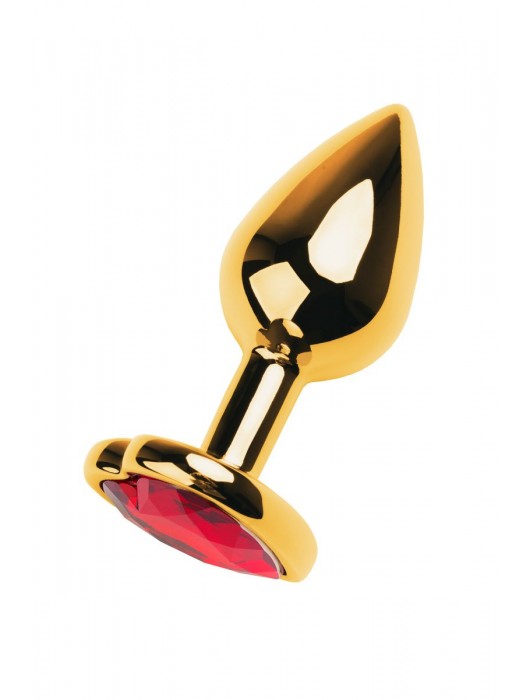 Золотистая анальная пробка с кристаллом-сердцем - 7,5 см. - ToyFa - купить с доставкой в Екатеринбурге