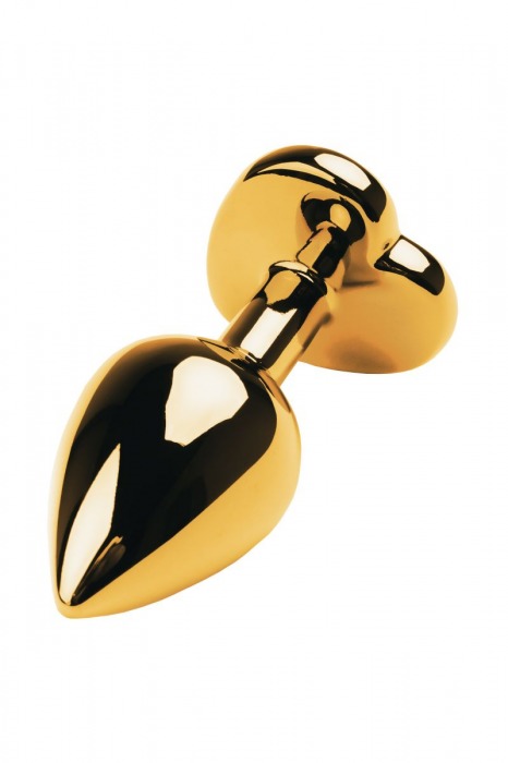 Золотистый анальный плаг с чёрным кристаллом-сердцем - 8,5 см. - ToyFa - купить с доставкой в Екатеринбурге