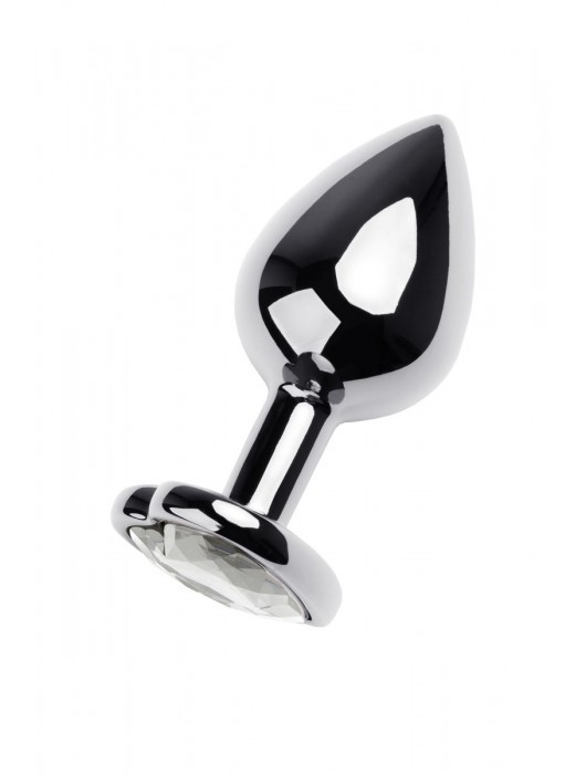 Серебристая анальная пробка с прозрачным кристаллом-сердцем - 8 см. - ToyFa - купить с доставкой в Екатеринбурге