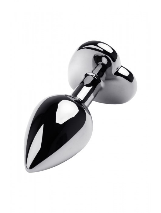 Серебристая анальная пробка с прозрачным кристаллом-сердцем - 8 см. - ToyFa - купить с доставкой в Екатеринбурге