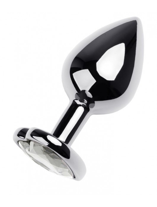 Серебристая анальная пробка с прозрачным кристаллом-сердцем - 8 см. - ToyFa - купить с доставкой в Екатеринбурге