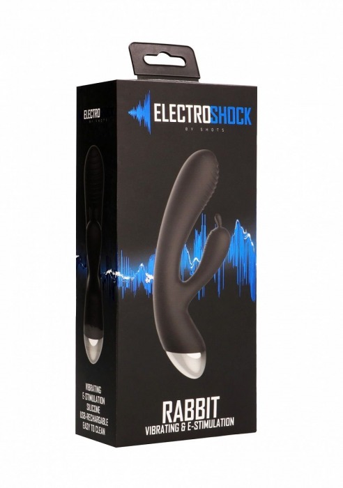 Чёрный вибратор E-Stimulation Rabbit Vibrator с электростимуляцией - 19 см. - Shots Media BV - купить с доставкой в Екатеринбурге