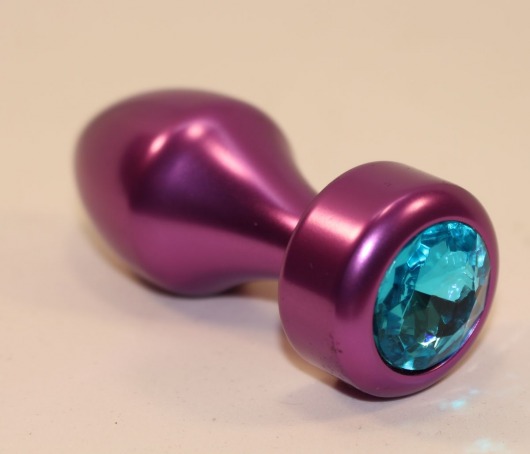 Фиолетовая анальная пробка с голубым кристаллом - 7,8 см. - 4sexdreaM - купить с доставкой в Екатеринбурге
