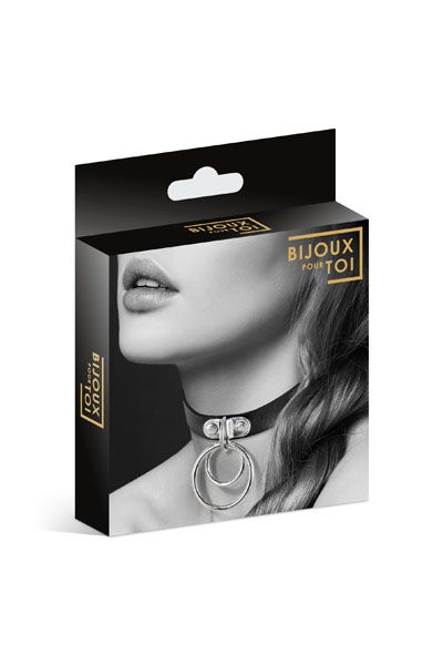 Черный чокер с двумя кольцами - Bijoux Pour Toi - купить с доставкой в Екатеринбурге