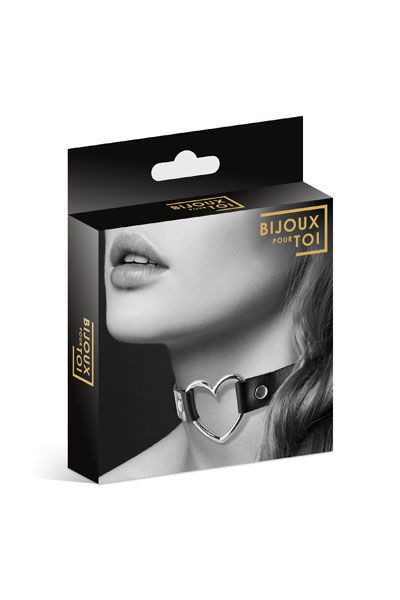 Чёрный чокер с кольцом в форме сердца - Bijoux Pour Toi - купить с доставкой в Екатеринбурге