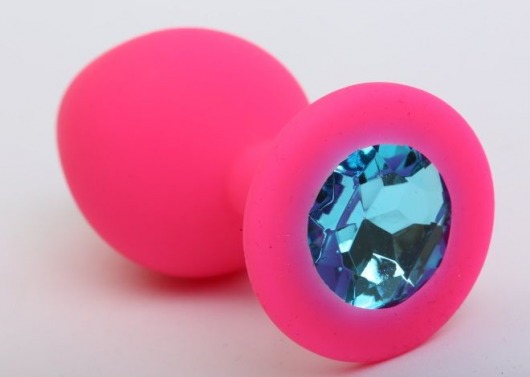 Розовая анальная втулка с голубым кристаллом - 7,3 см. - Джага-Джага - купить с доставкой в Екатеринбурге