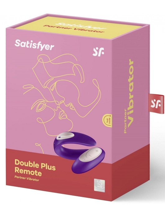 Фиолетовый вибратор для пар Partner Plus Remote с пультом ДУ - Satisfyer