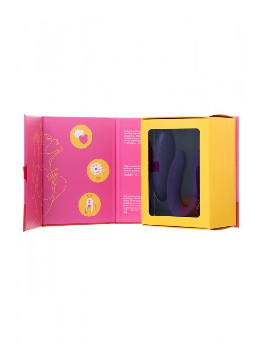 Фиолетовый вибратор для пар Partner Plus Remote с пультом ДУ - Satisfyer
