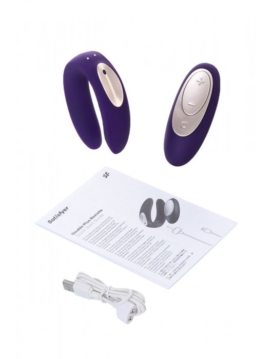 Фиолетовый вибратор для пар Partner Plus Remote с пультом ДУ - Satisfyer