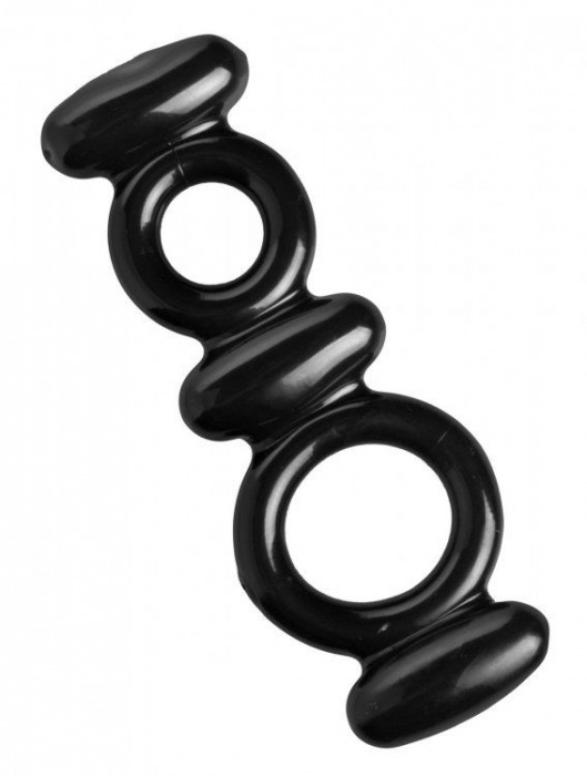 Двойное эрекционное кольцо Dual Stretch To Fit Cock and Ball Ring - XR Brands - в Екатеринбурге купить с доставкой