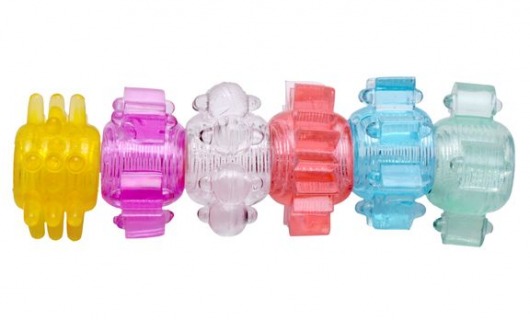 Набор из 6 разноцветных эрекционных колец Enhance 6 Piece Cock Ring Set - XR Brands - в Екатеринбурге купить с доставкой
