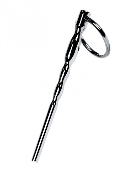 Серебристый уретральный плаг елочка с кольцом с основании Metal - 10,5 см. - ToyFa - купить с доставкой в Екатеринбурге