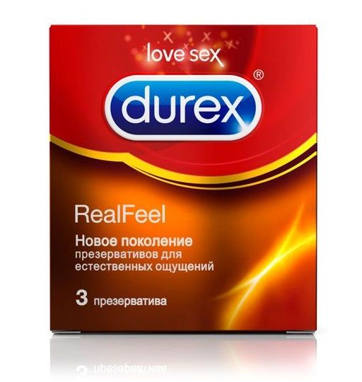 Презервативы Durex RealFeel для естественных ощущений - 3 шт. - Durex - купить с доставкой в Екатеринбурге