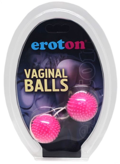 Розовые вагинальные шарики с шипами на шнурке - Eroticon