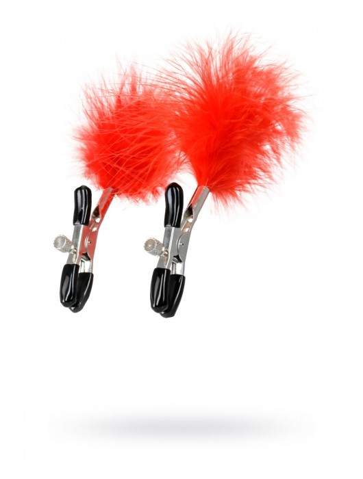 Зажимы для сосков с красным пухом Theatre - ToyFa - купить с доставкой в Екатеринбурге