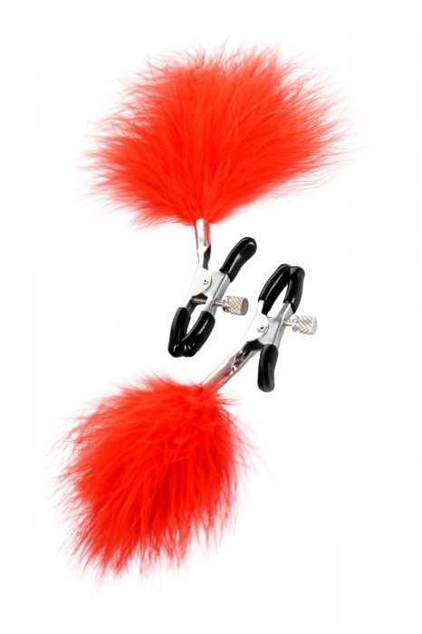 Зажимы для сосков с красным пухом Theatre - ToyFa - купить с доставкой в Екатеринбурге