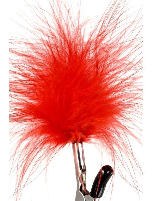 Зажимы для сосков с красным пухом Theatre - ToyFa - купить с доставкой в Екатеринбурге