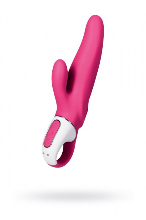 Ярко-розовый вибратор Mr. Rabbit с клиторальным отростком - 22,1 см. - Satisfyer