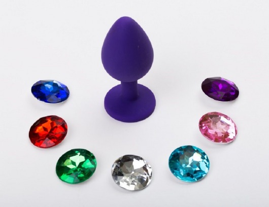 Фиолетовая силиконовая пробка с 7 сменными кристаллами - 8,2 см. - 4sexdreaM - купить с доставкой в Екатеринбурге