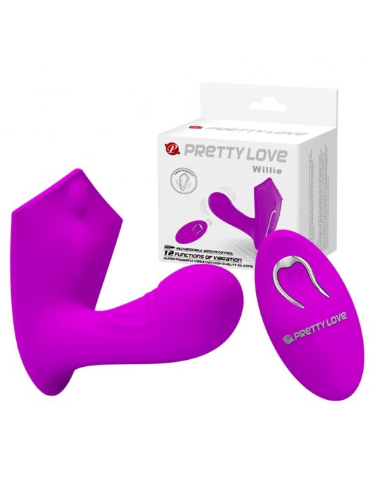 Лиловый вибромассажёр Willie с пультом ДУ - Baile