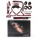 Черно-красный набор БДСМ: наручники, оковы, ошейник с поводком, кляп, маска, плеть, лиф - Bior toys - купить с доставкой в Екатеринбурге