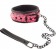 Розово-чёрный ошейник с поводком Collar With Leash - Erokay - купить с доставкой в Екатеринбурге