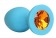 Голубая силиконовая анальная пробка с оранжевым кристаллом - 9,5 см. - Bior toys - купить с доставкой в Екатеринбурге