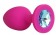 Ярко-розовая анальная пробка с голубым кристаллом - 9,5 см. - Bior toys - купить с доставкой в Екатеринбурге