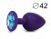 Фиолетовая анальная пробка с голубым кристаллом - 9,5 см. - Bior toys - купить с доставкой в Екатеринбурге